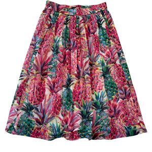 J.Crew A-Line Pull On Pleated Midi Skirt in Ratti Pineapple Print Size Women's 2